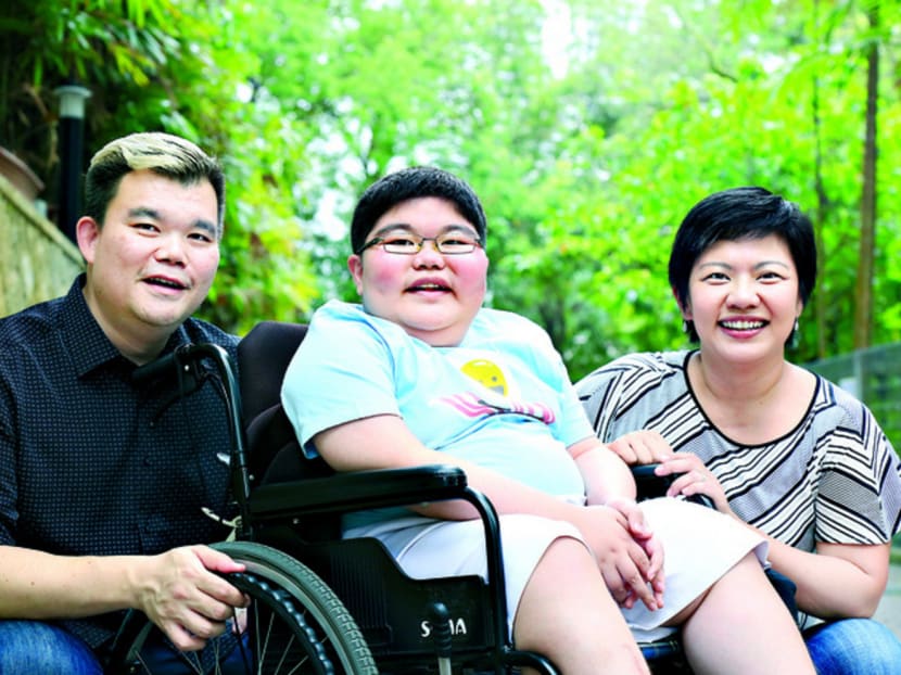The Augustins, Joe (left) and his wife Adele, are focused on helping their son Jordan, who suffers from  Duchenne Muscular Dystrophy, live to his fullest potential. PHOTO: KOH MUI FONG