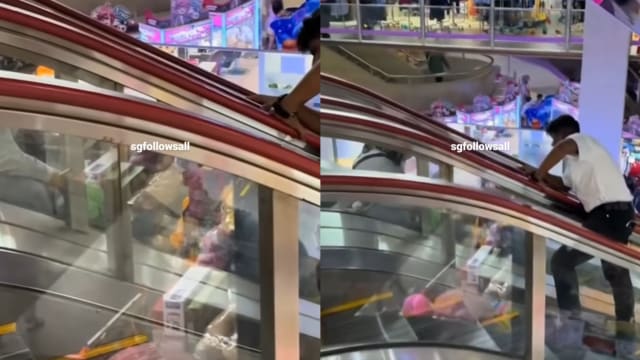 男童搭电动扶梯手指被夹伤 获救脱困后送院须缝针