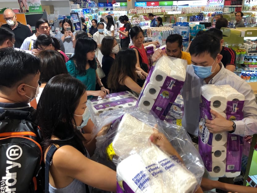 Panic buying at supermarkets on Feb 7, 2020.