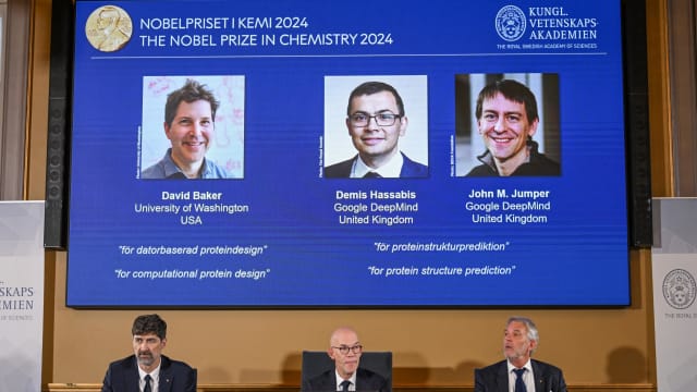 诺贝尔化学奖也颁给AI 美英科学家用AI破解蛋白质密码获奖