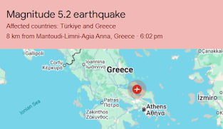Greece dilanda dua gempa bumi, cetus tanah runtuh