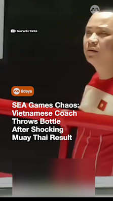 SEA Games chaos as Vietnamese Coach throws bottle and leaves match #8dayssg #8dayssgtrending #seagames2025 #muaythai #vietnam 