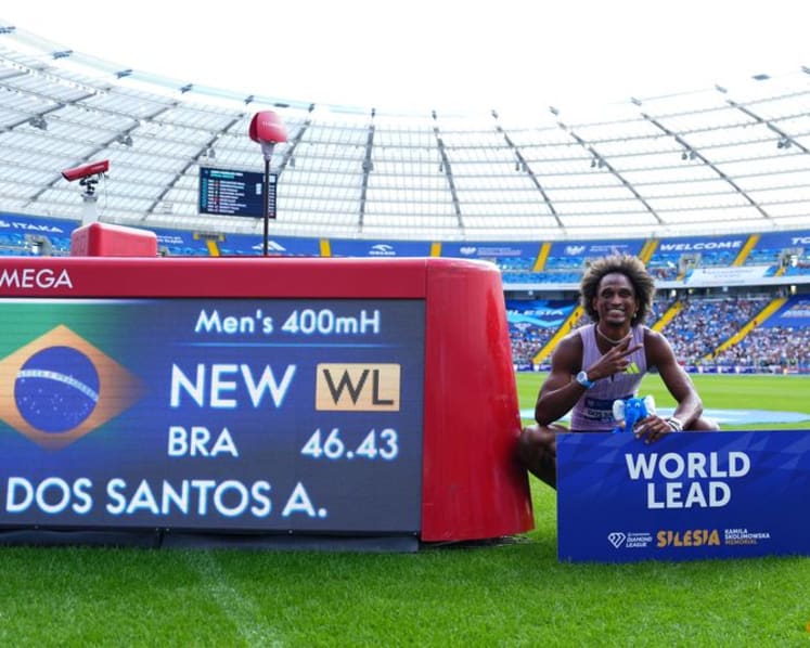 Brazil's Dos Santos, American Russell race to world hurdles records in Zurich