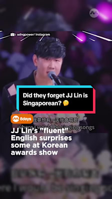 Apparently, not everyone knows that the 44-year-old singer's first language is English.  #8dayssg #8dayssglocalent #jjlin #asiaartistawards #singaporean 