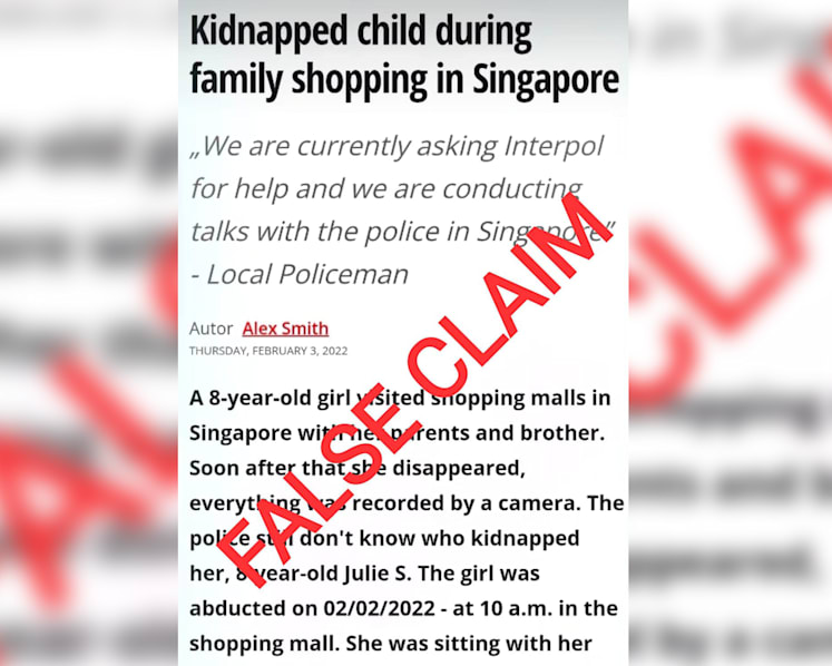 Police rubbish online posts claiming 8-year-old girl kidnapped in Singapore