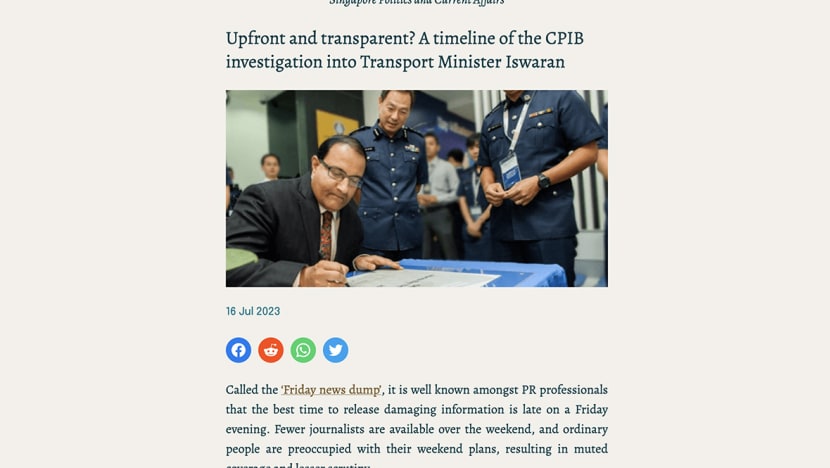 PM Lee and DPM Wong didn’t disclose Iswaran’s arrest, so as not to deviate from CPIB's statement on 'operational matters': PMO