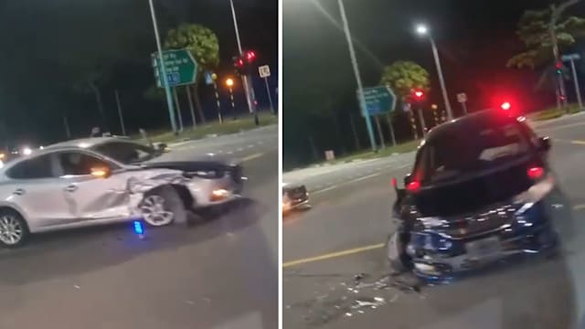 榜鹅两车相撞一司机送院 另一司机助查 