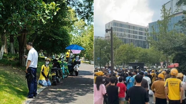 中国外卖员疑似被保安要求下跪 大批同行聚集讨公道