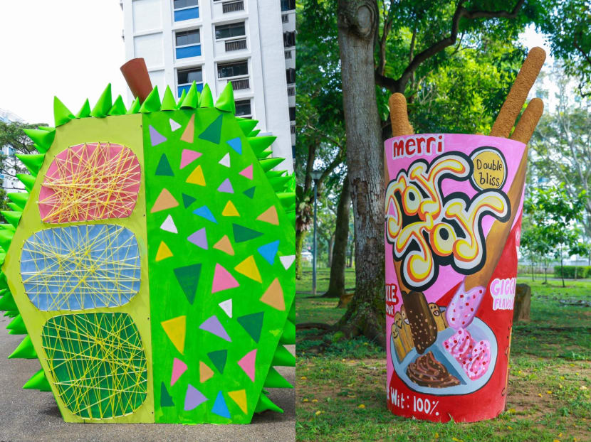 Giant durian and instant noodles: Check out these huge food-themed installations in Singapore neighbourhoods