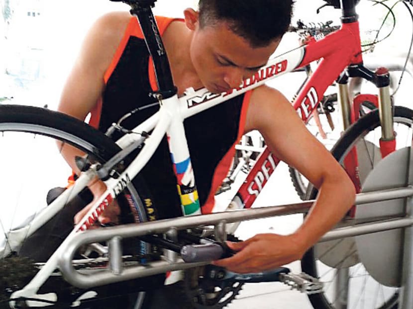 The new Lock Lah racks impede access to the front wheel of the bicycle. Photo: Loke Kok Fai
