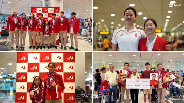 我国泳队和帆船队携40面奖牌凯旋 家属和支持者到机场迎接