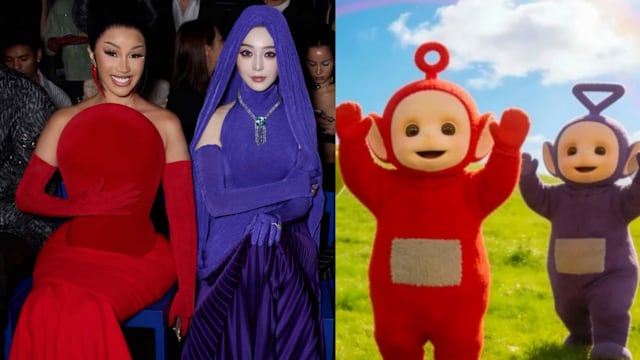 一紫一红太抢眼！范冰冰、Cardi B巴黎同框，竟被指撞脸“天线宝宝”