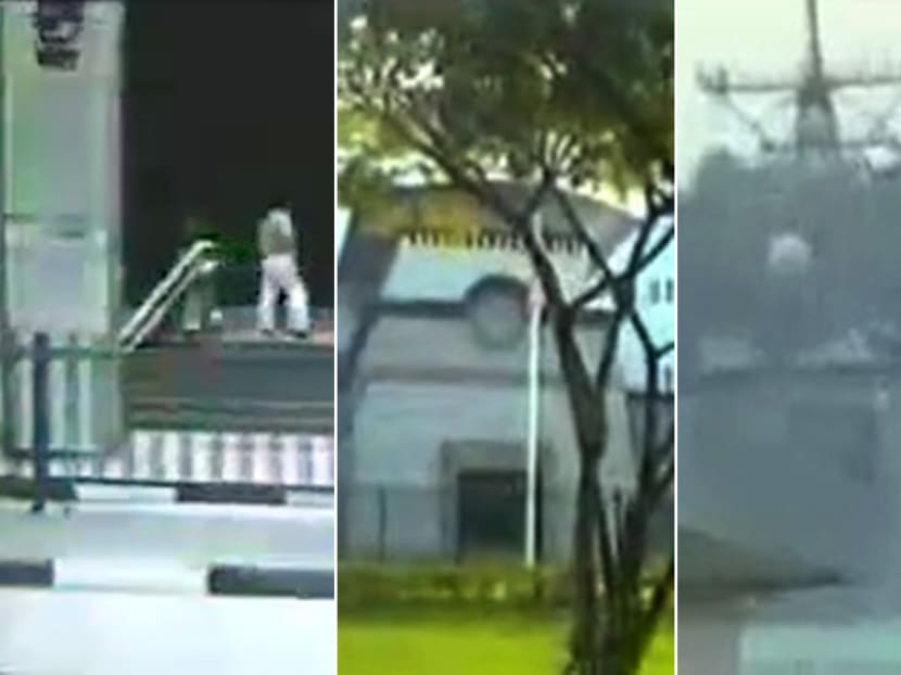 Collage of video screenshots taken from surveillance footage filmed by Jemaah Islamiyah members of (from left) Yishun MRT Station, the United States Embassy in Singapore and Sembawang Wharf. Collage of video screenshots taken from surveillance footage filmed by Jemaah Islamiyah members of (from left) Yishun MRT Station, the United States Embassy in Singapore and Sembawang Wharf.