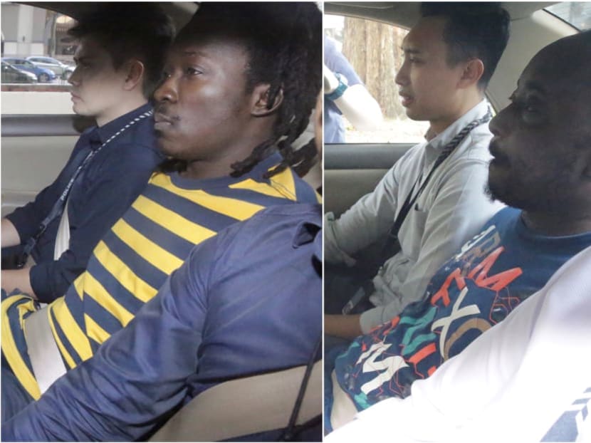(From left) Nigerians Awolola Oladayo Opeyemi and Awolola Gbolahan Ayobami were sentenced to jail terms after pleading guilty to several charges of obstructing justice and abetting others to dishonestly receive stolen property.
(From left) Nigerians Awolola Oladayo Opeyemi and Awolola Gbolahan Ayobami were sentenced to jail terms after pleading guilty to several charges of obstructing justice and abetting others to dishonestly receive stolen property.