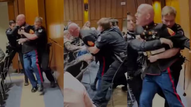 听证会抗议伊朗行动 美退役军人与警员拉扯受伤