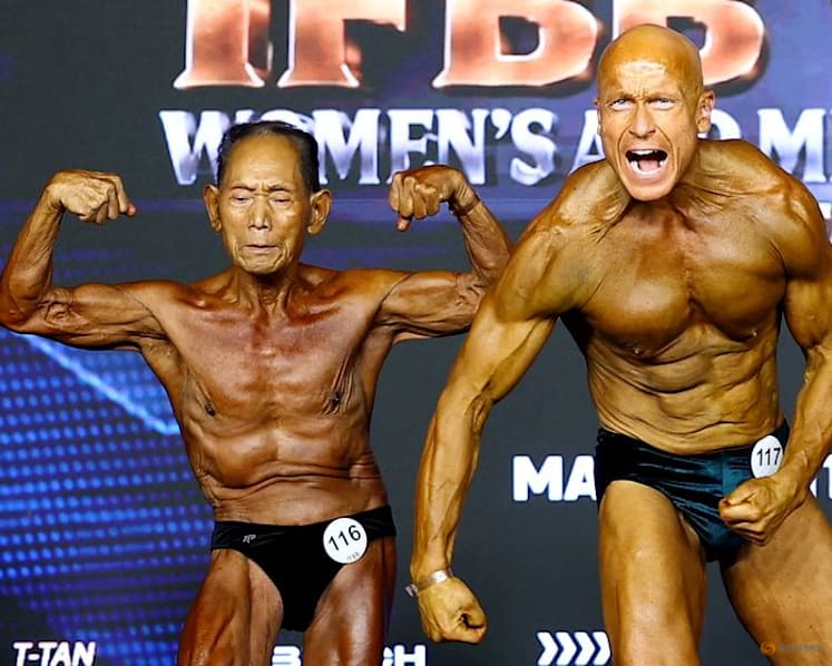 Japanese bodybuilder, 90, flexes ageless ambition on Spanish stage