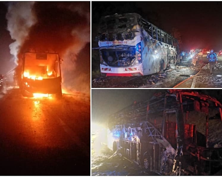Teen killed after bus travelling from Singapore to KL crashes into motorcycle on highway