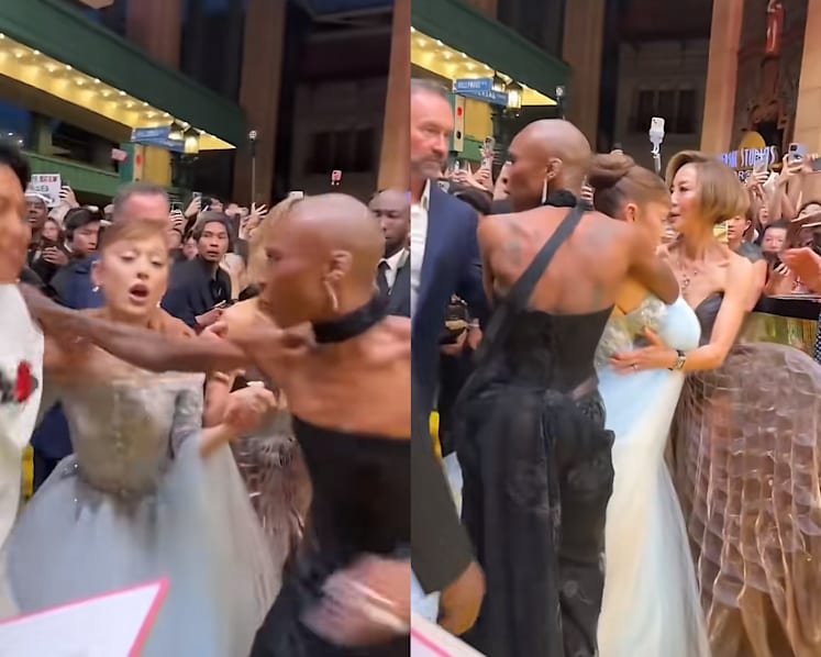 Fans praise Wicked star Cynthia Erivo's quick reflexes, saving Ariana Grande from serial event crasher