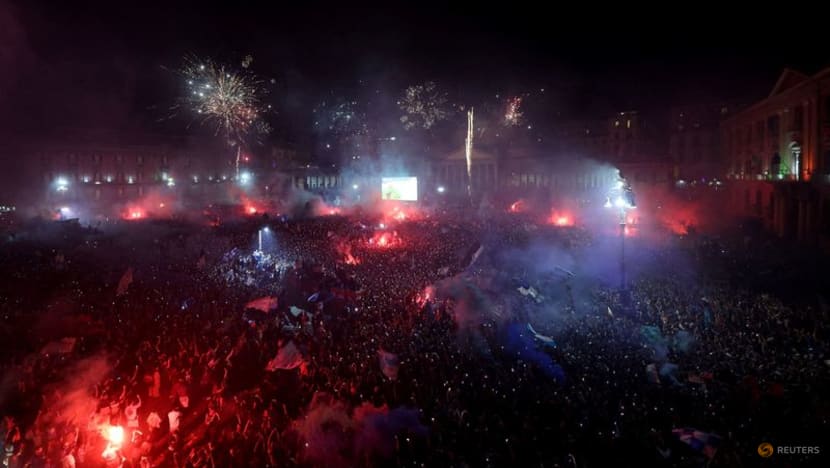 Euphoric Napoli fans flood streets for champions tour by land and sea Euphoric Napoli fans flood streets for champions tour by land and sea