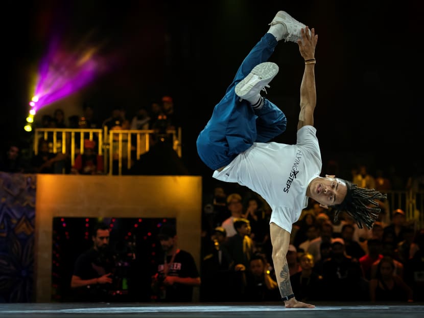 Brazil's breakdancer Mateus de Sousa Melo aka Bart competes during the Red Bull BC One, the breakdance one-on-one battle world championship in Mumbai on Nov 9, 2019. Brazil's breakdancer Mateus de Sousa Melo aka Bart competes during the Red Bull BC One, the breakdance one-on-one battle world championship in Mumbai on Nov 9, 2019.