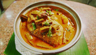 Makan Kakis: Having delicious fish head curry after a walk down the Rail Corridor
