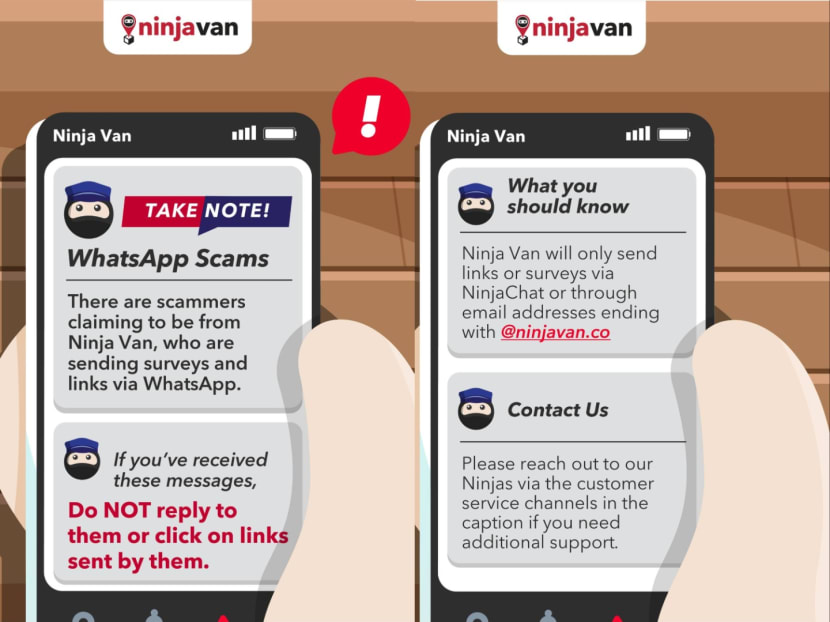 Ninja Van puts up a warning on its social media channel about scams using its name to target potential victims. Ninja Van puts up a warning on its social media channel about scams using its name to target potential victims.