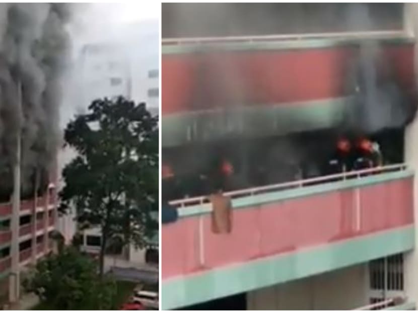 A fire broke out at Blk 663, Yishun Avenue 4 on Sunday morning. Photo: Facebook