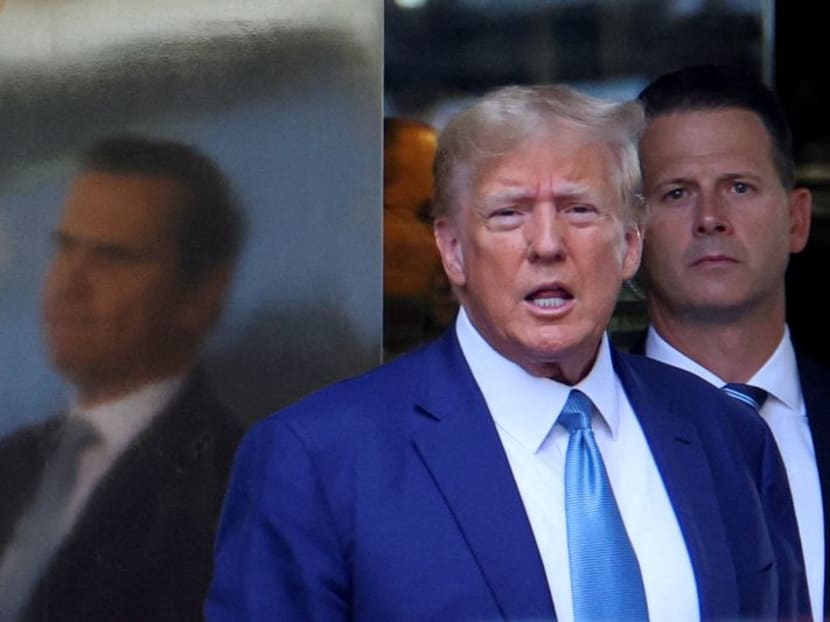 FILE PHOTO: Former U.S. President Donald Trump departs from Trump Tower in New York City, U.S., April 13, 2023. REUTERS/Mike Segar/File Photo