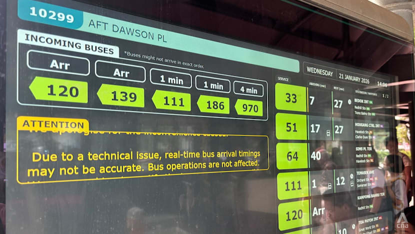Bus timing system to be progressively restored over four days after fault found: LTA