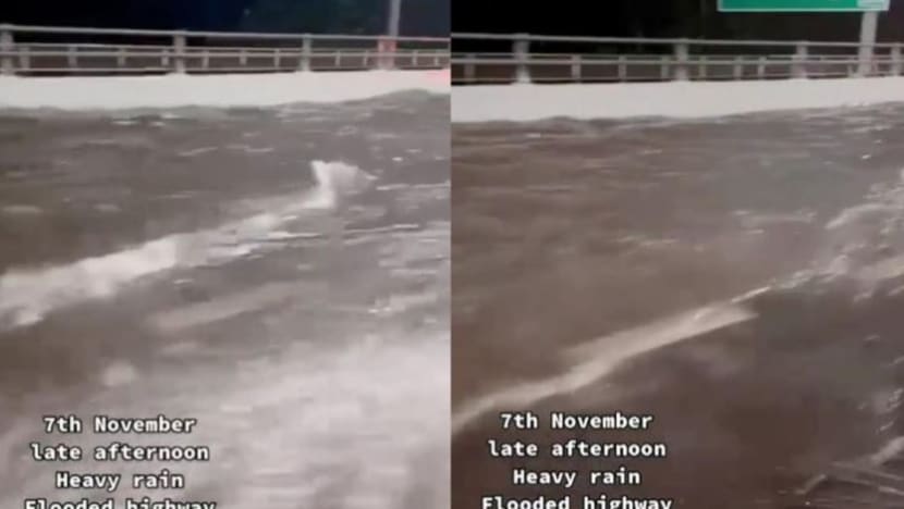 Longkang tersumbat punca banjir di bahu jalan BKE Longkang tersumbat punca banjir di bahu jalan BKE