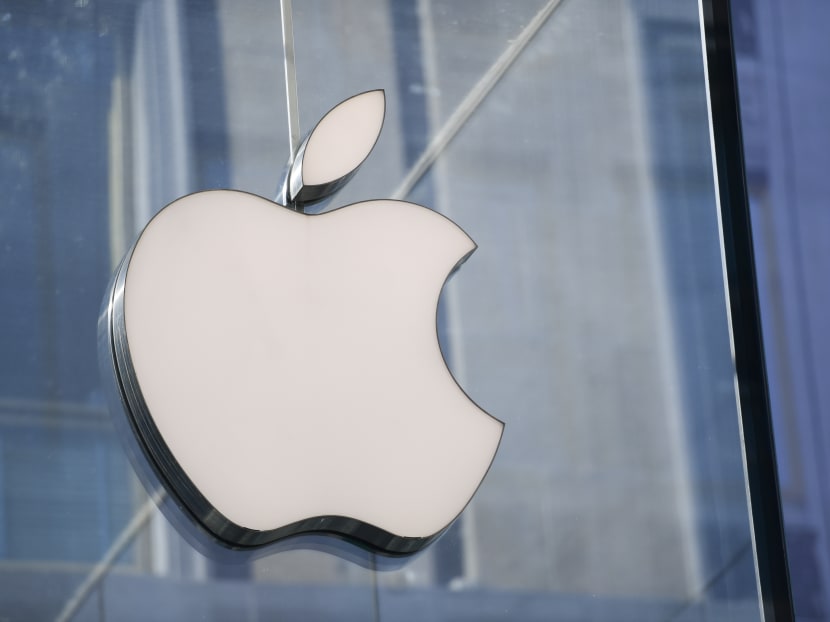 The logo of American multinational company Apple is seen in centre Milan on May 30, 2019.