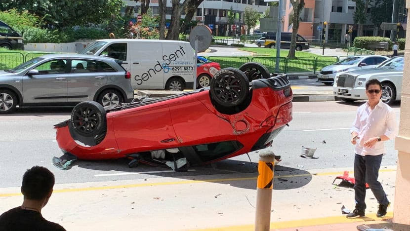 Police investigating incident of overturned car along Havelock Road