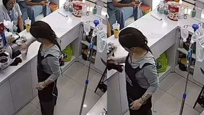 Café Service Staff Seen Still Working Even While Hooked To An IV Drip