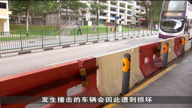 陆交局在行人过道设置安全护柱 保障行人安全
