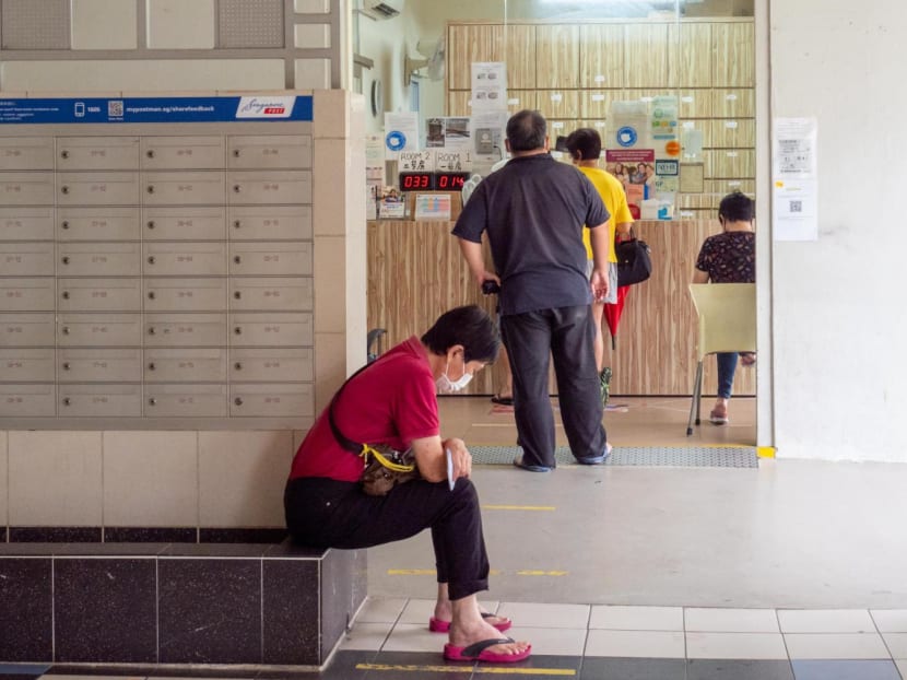 People waiting at a family clinic on Feb 10, 2022.