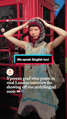 She explained how Singaporeans grow up speaking English, their mother tongues, and dialects — earning cheers from locals back home #8dayssg #8dayssgtrending #singapore #streetinterview #sgfyp 