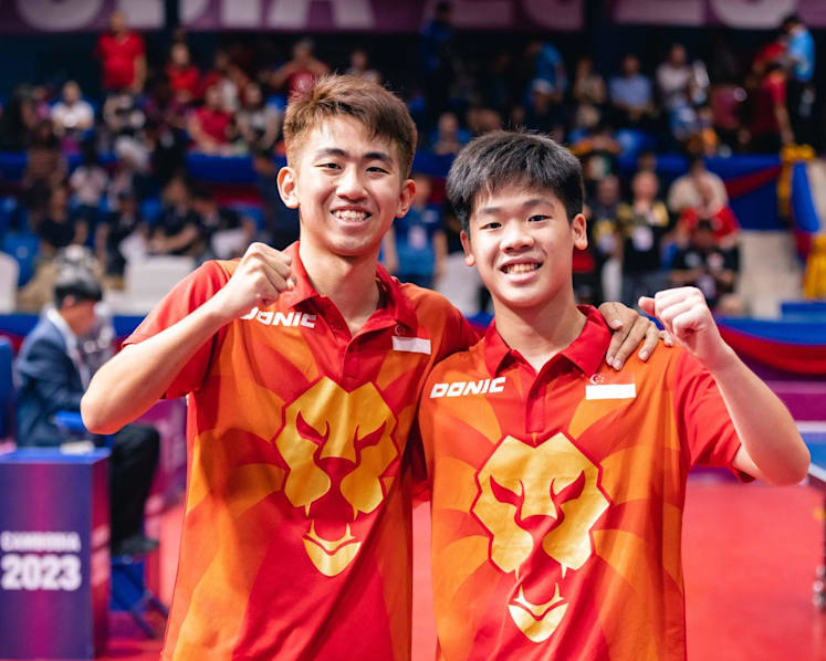 Singapore's table tennis pair wins men's doubles with 3-1 victory over Malaysia