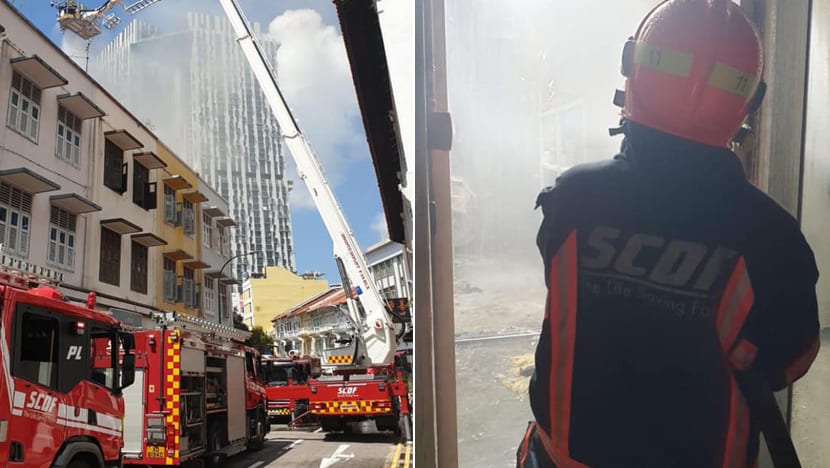2 firefighters taken to hospital after battling fire at shophouse near Outram Park MRT Station