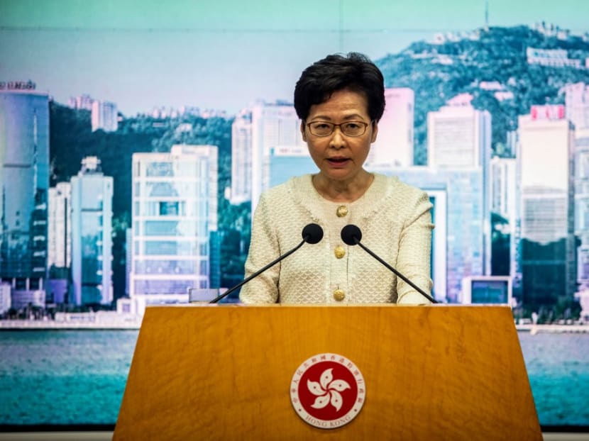 Hong Kong Chief Executive Carrie Lam speaks to the media about the new national security law introduced to the city at her weekly press conference in Hong Kong on July 7, 2020.