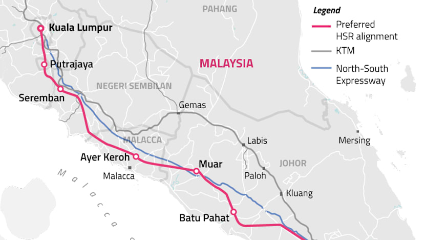 2026: Target roll-out date for Singapore-KL high-speed rail