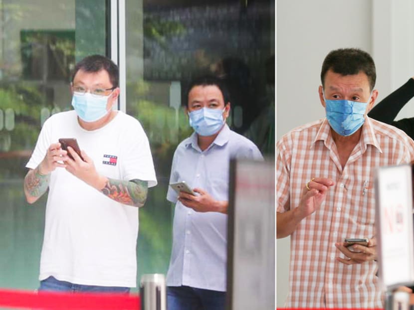 (From left) Adrian Chua Yong Han, Chiau Chee Meng and Young Chin Peng at the State Courts on Feb 28, 2022. 