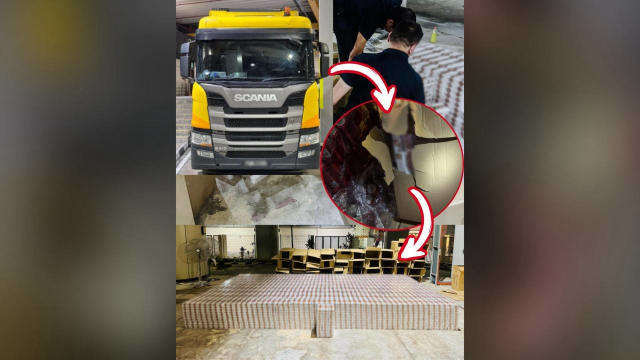 企图用罐装饮料来掩人耳目 马国货车搜出近5000条漏税烟