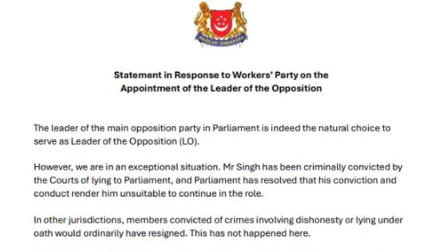 接受工人党不提名决定 政府：国会反对党领袖一职将悬空