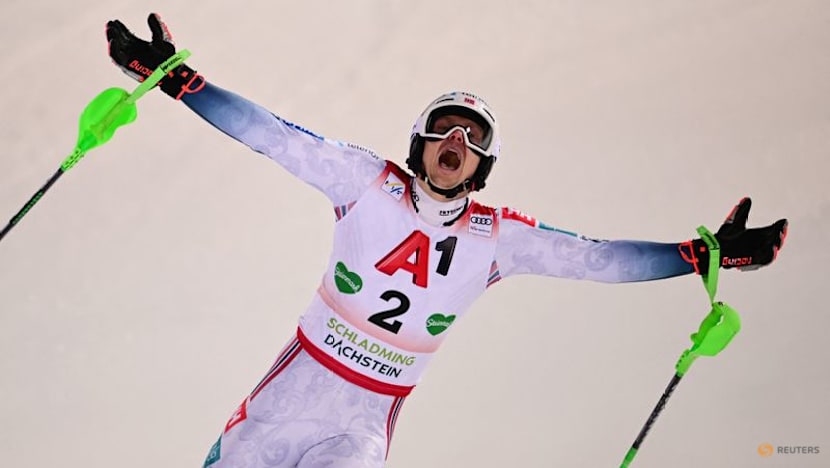 Alpine skiing-Norway's Kristoffersen wins last slalom before Olympics