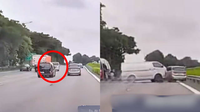 泛岛快速公路车祸 货车撞上罗厘再撞车