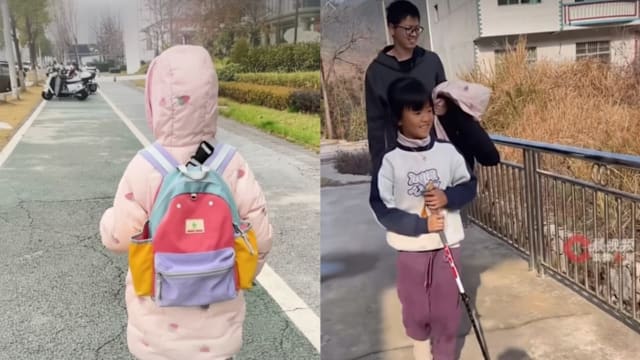 中国八岁女童五天徒步120公里返乡过年