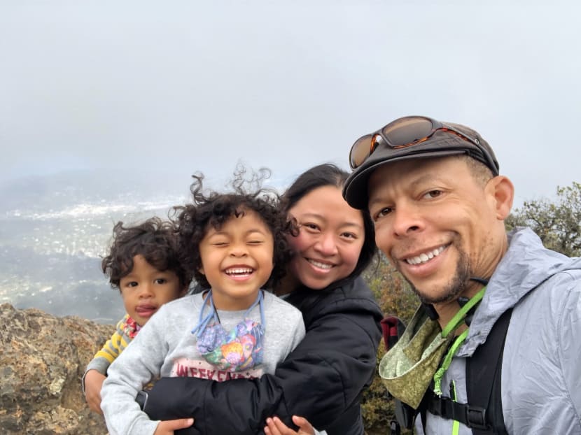 Singaporean Pearly Tan Li Lin (second from right) moved to the United States in 2012. She is pictured here with her family.