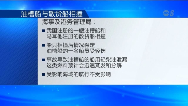 本地注册油槽船和马耳他注册散货船相撞
