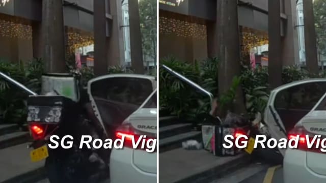 摩托车试图超车 汽车突然开门 骑士摔车拒送院