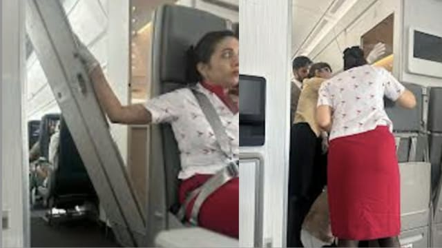 客机起飞三分钟厕所门脱落 国泰空姐单手接住